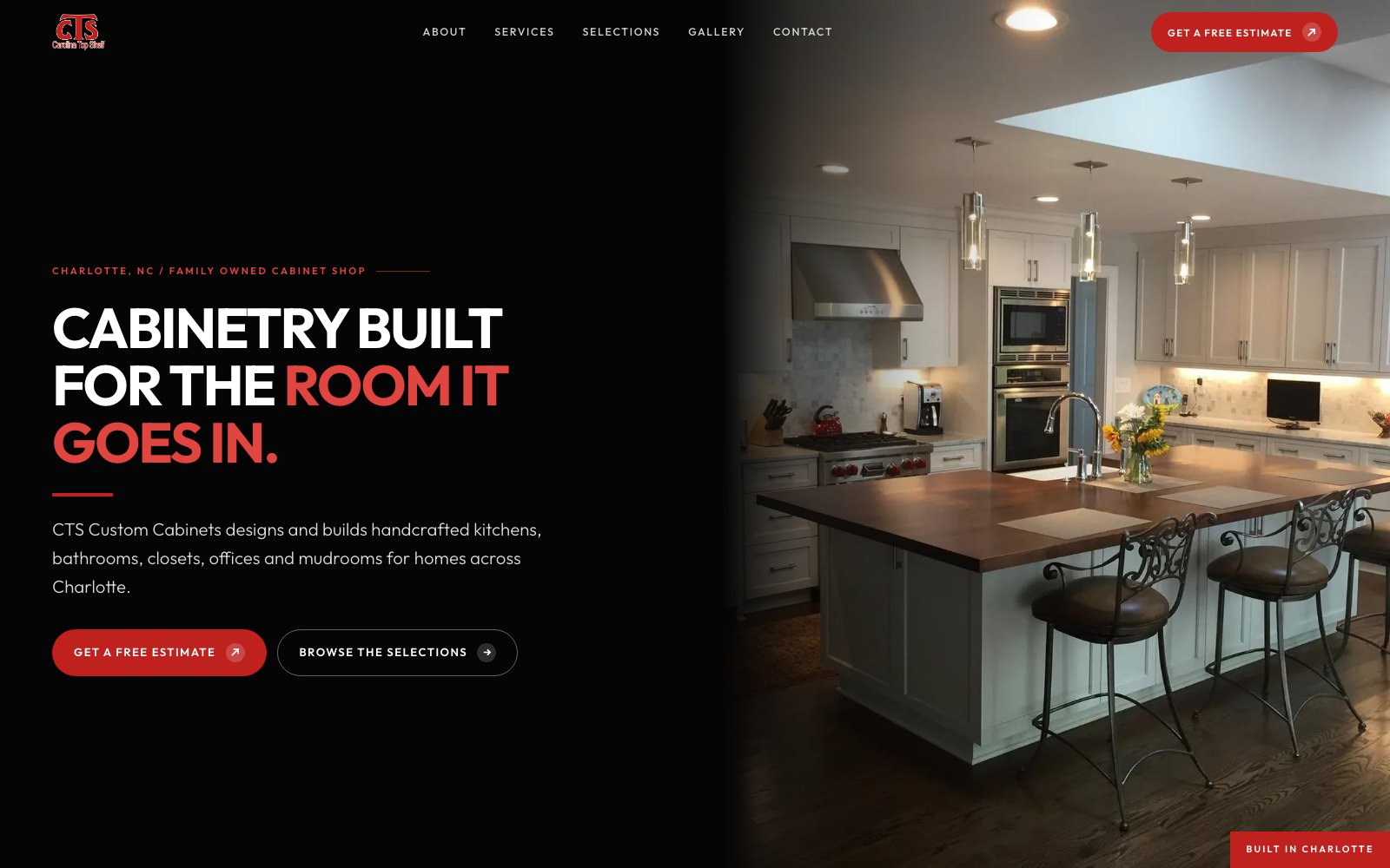 The new CTS Custom Cabinets homepage concept
