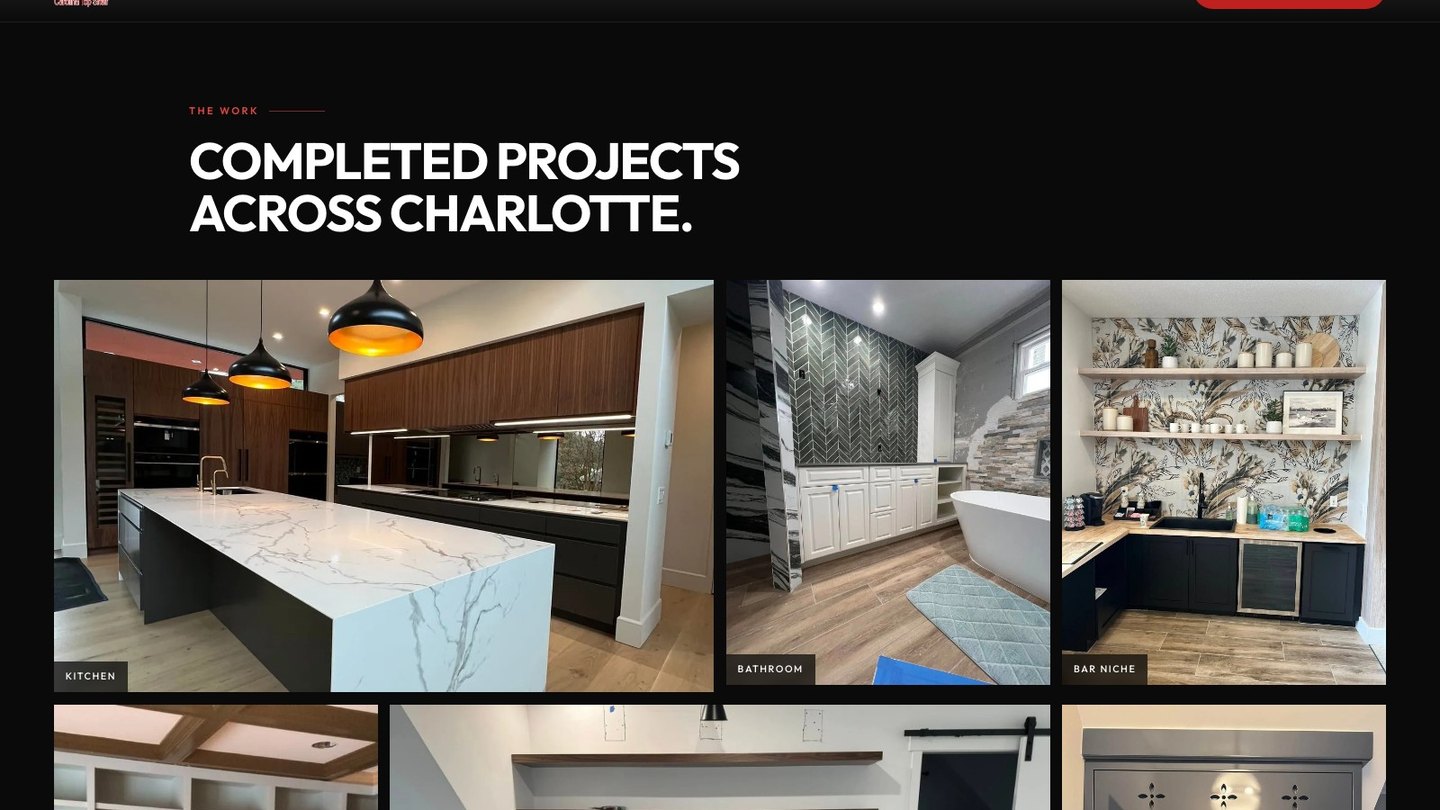 The completed projects section of the new homepage