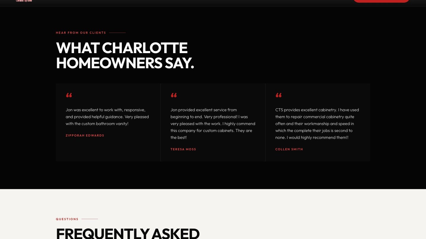 The reviews section of the new homepage