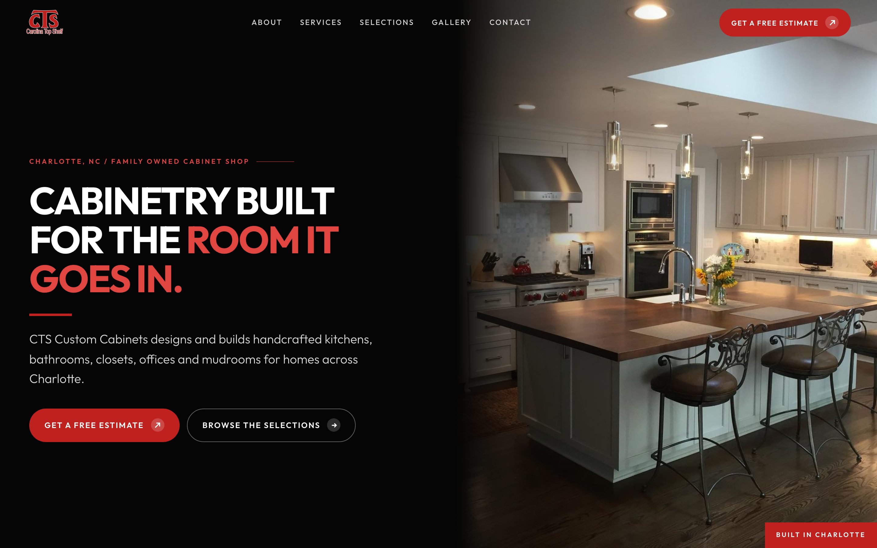 The new CTS Custom Cabinets homepage concept
