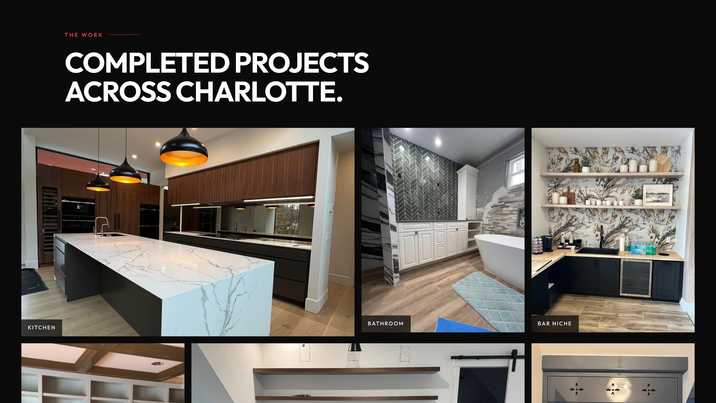 The completed projects section of the new homepage