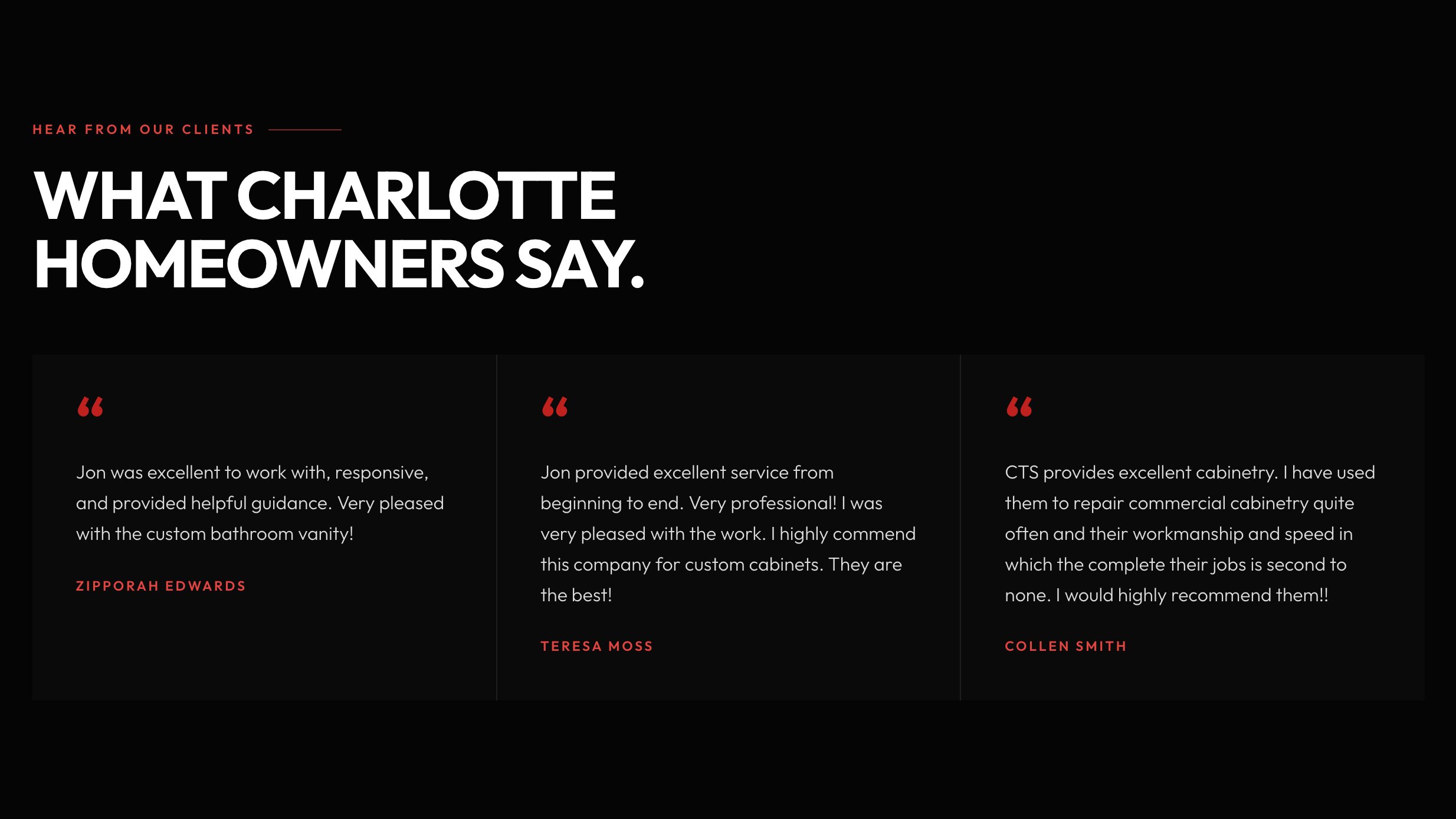 The reviews section of the new homepage