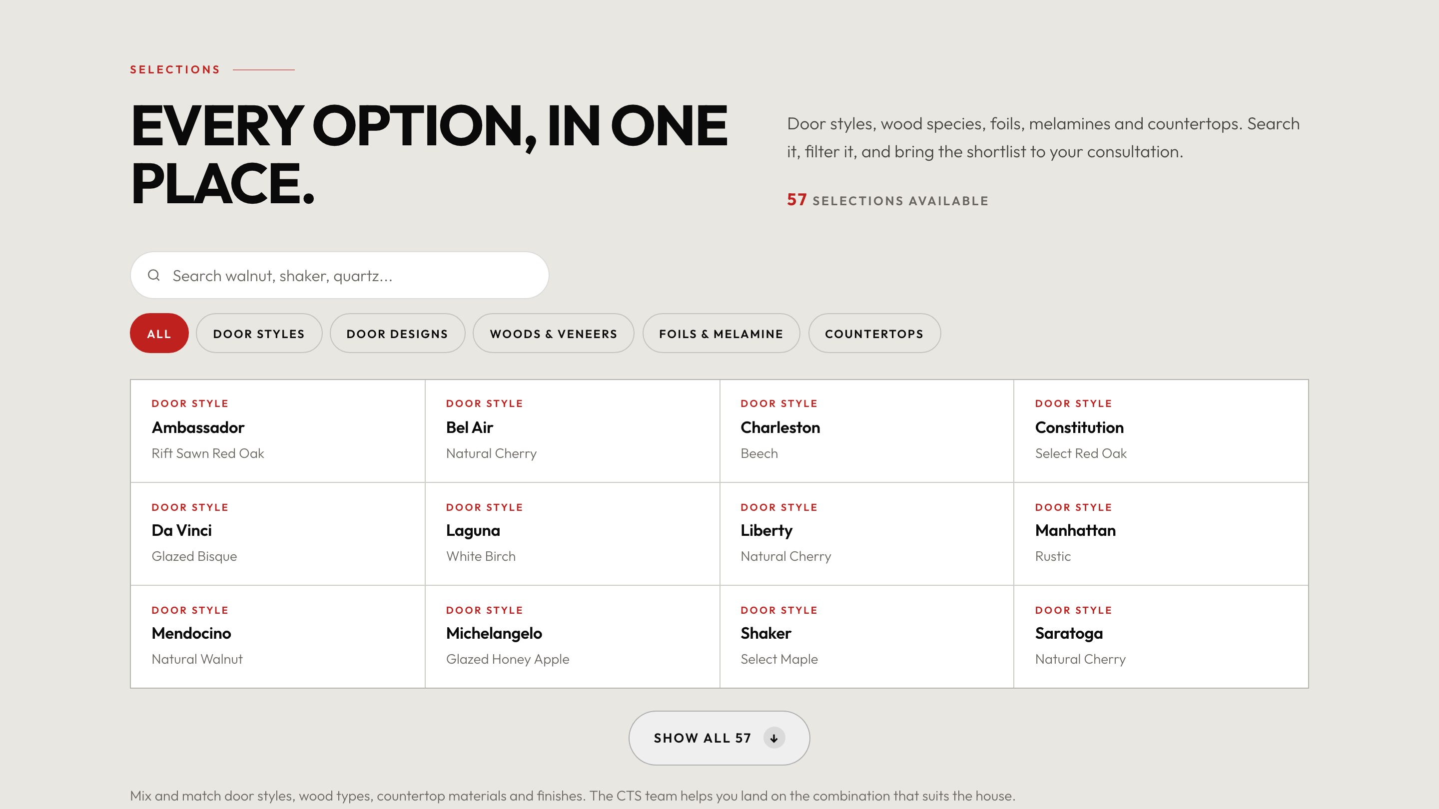 The selections library section of the new homepage